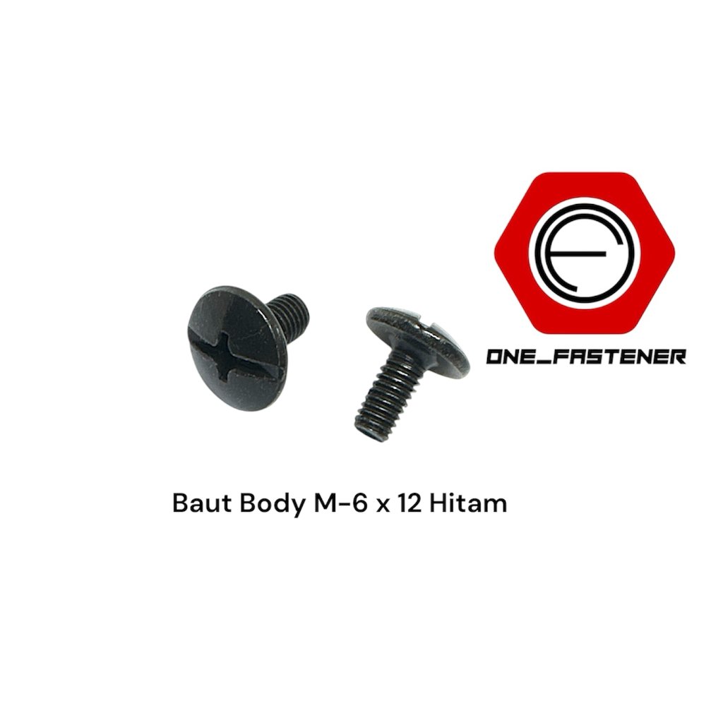 100 Pcs Baut Body M6x12 Hitam baut 10