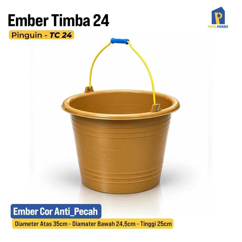 Ember Plastik Coklat 17 Liter Ember Cor Proyek Cor - 24 Pinguin Tebal Elastis