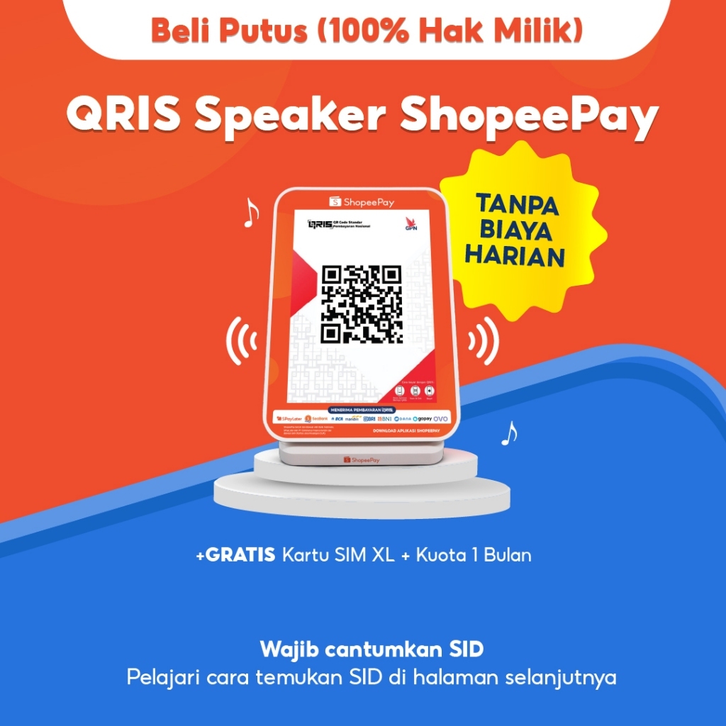 [Sekali Bayar & Tanpa Biaya Harian] QRIS Speaker ShopeePay