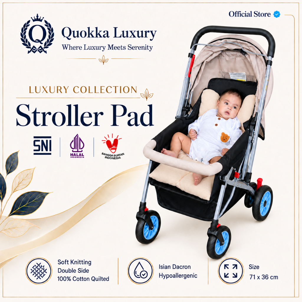 QUOKKA LUXURY Alas Stroller Bayi Premium– Stroller Pad Premium Seatpad & Bantal Duduk Bayi