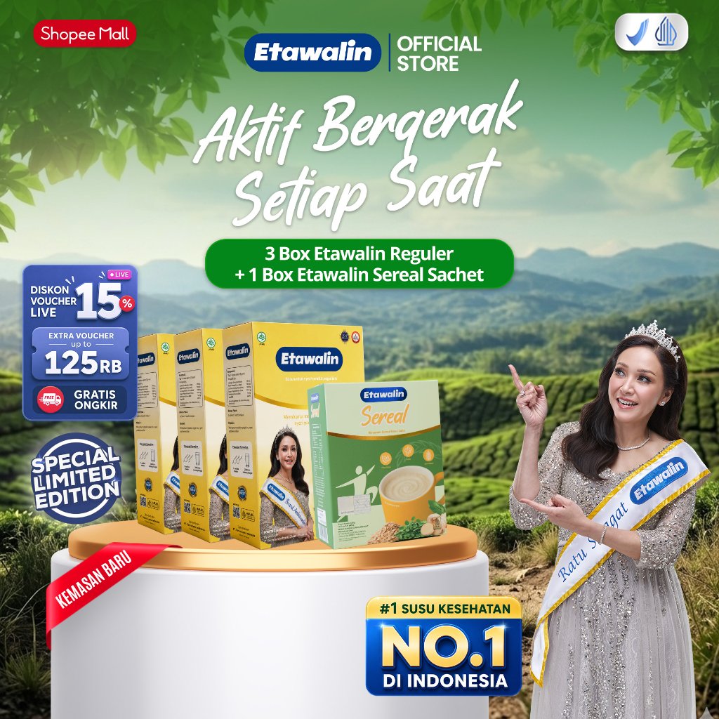 Bundling Exclusive Etawalin 3 Box + 1 Box Etawalin Sereal Sachet - Susu Kesehatan Tulang dan Sendi T