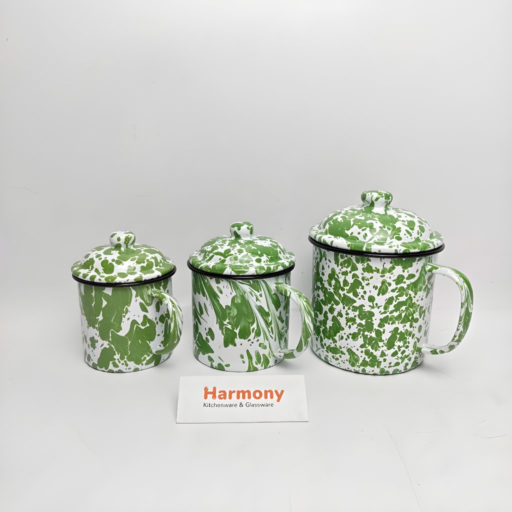 TIMBANGAN  Mug + Tutup 9cm 10cm 12cm Cangkir Blirik Jadul Enamel Tebal