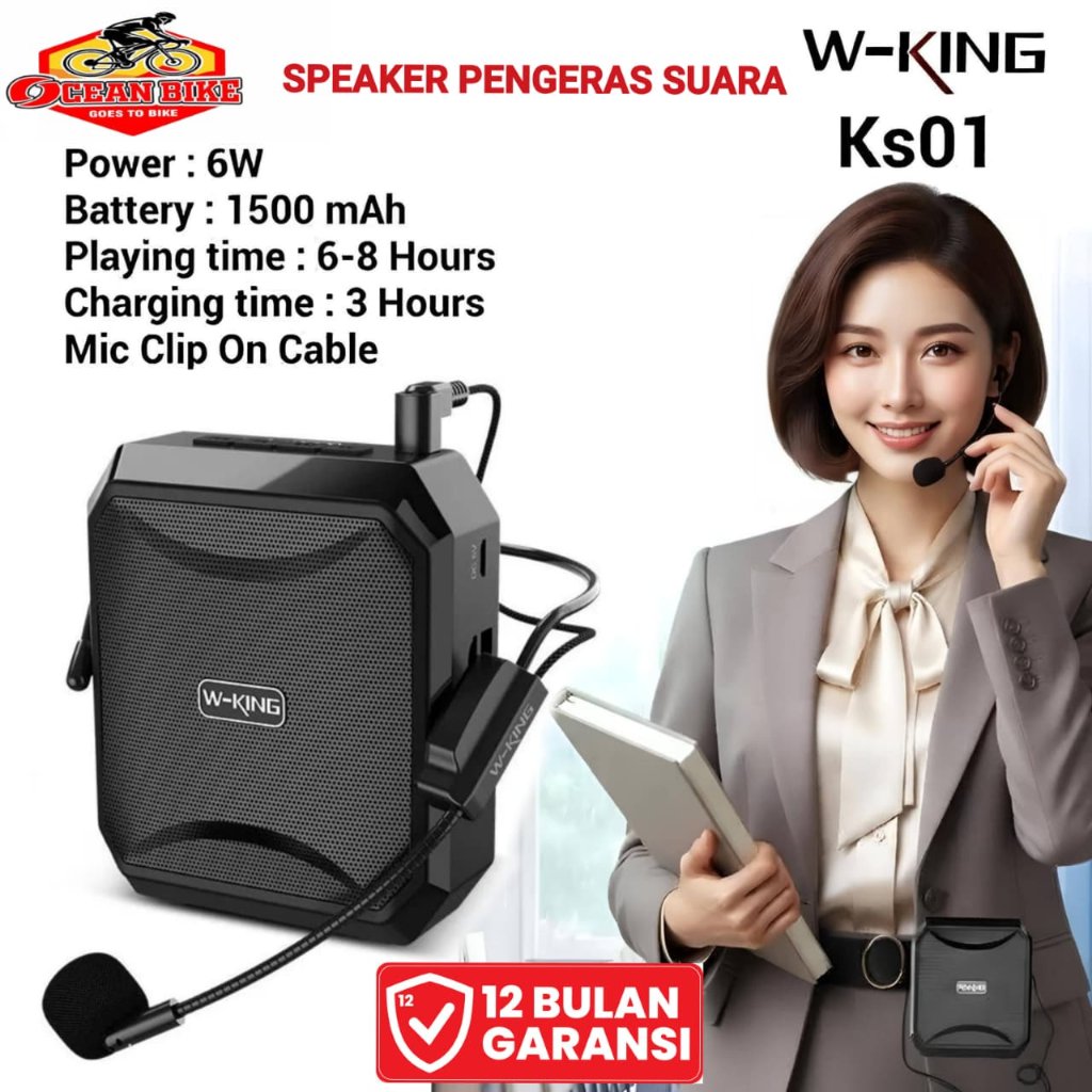 WKING Speaker Pinggang Pengeras Suara Megaphone Toa Mini Amplifier KS01 Mengajar Guru Tour Guide