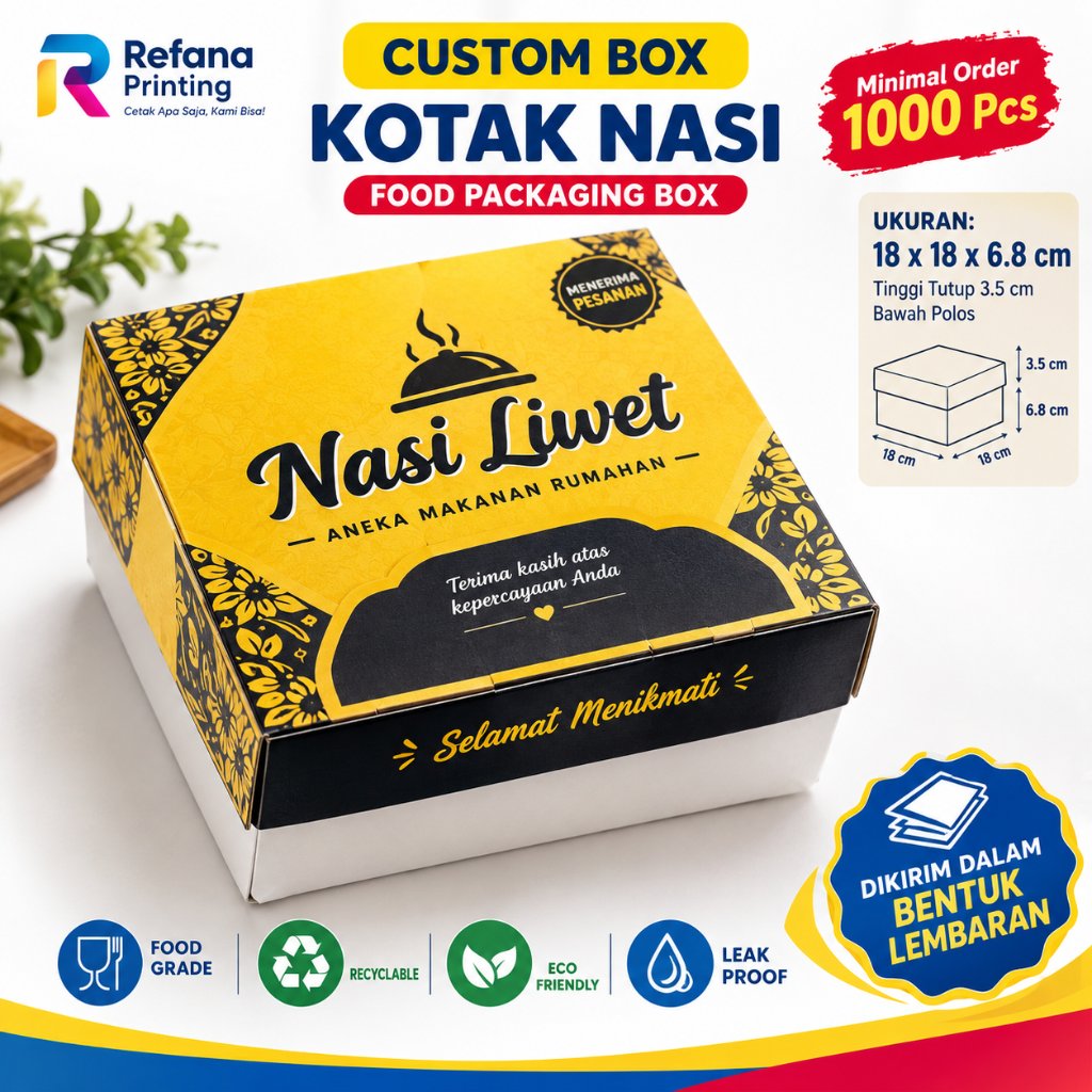 Box Nasi Custom Kotak Makanan | Cetak Food Packaging Box | Kemasan Nasi Custom