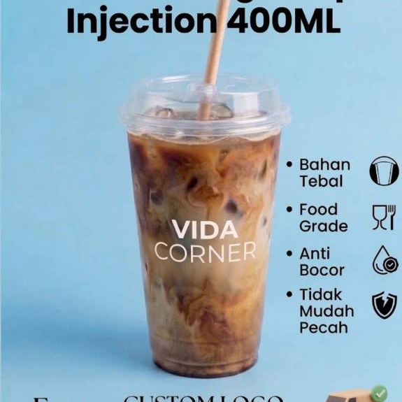 Cup Gelas PP Inject 400ml(14oz) | Sablon Gelas Cup PP Injection