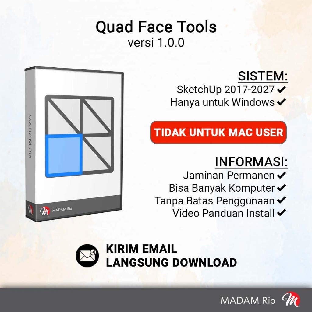 Quad Face Tools Plugin SketchUp 2017 2018 2019 2020 2021 2022 2023 2024 2025 2026 2027 Full Versi Pe