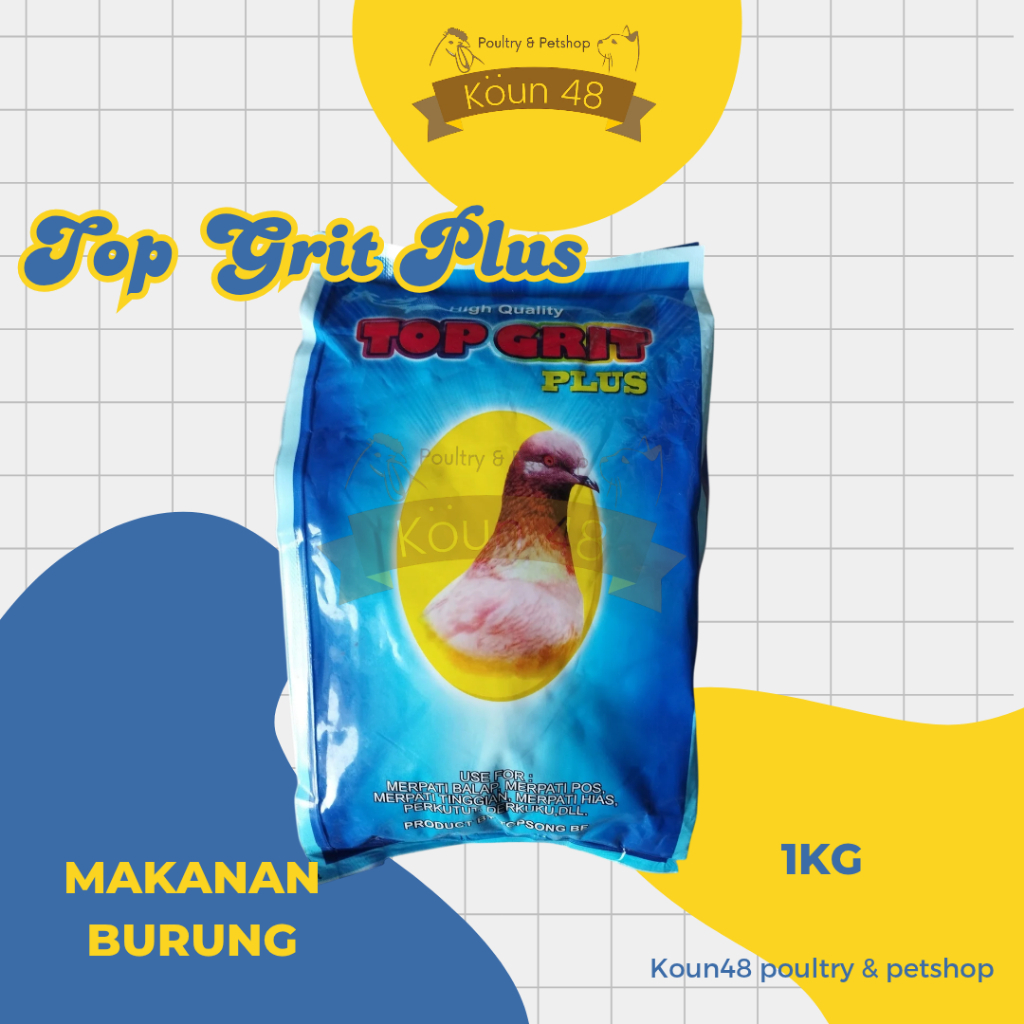 TOP GRIT PLUS Asinan Remisan Pakan Burung Merpati Dara Cangkang Kerang Laut 1kg