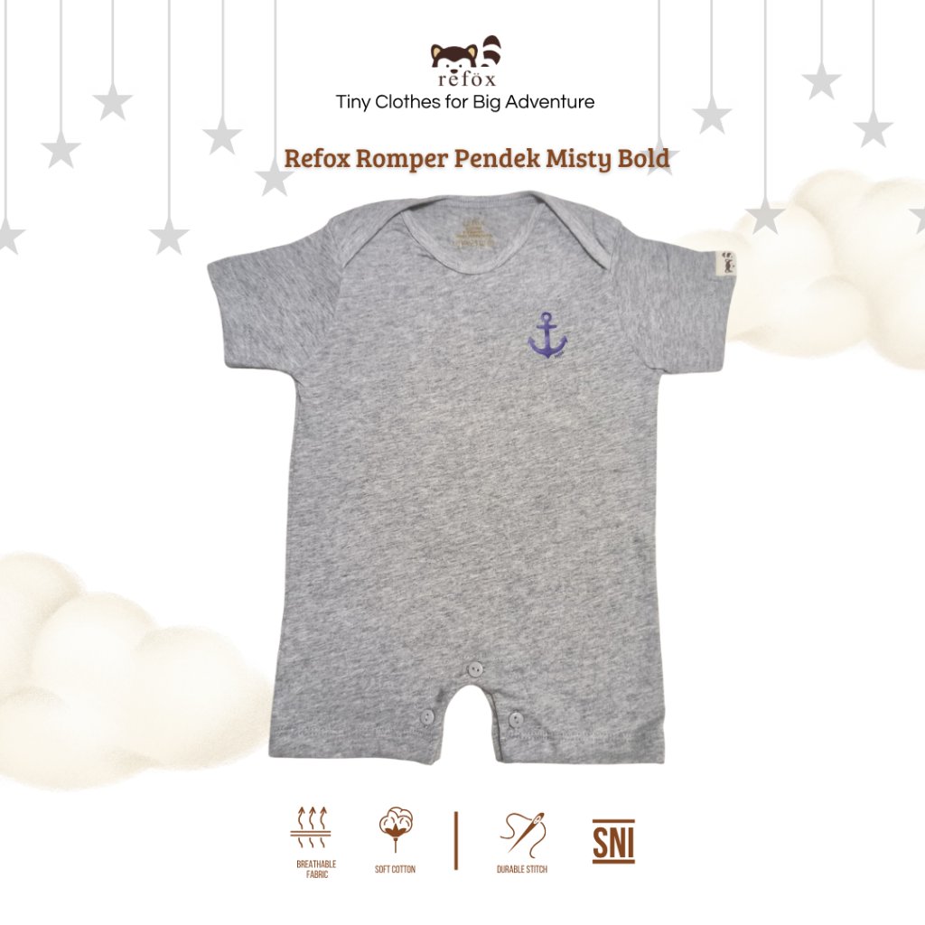 (0-6 Bulan) Refox - Romper Pendek Motif Jangkar Misty Bold