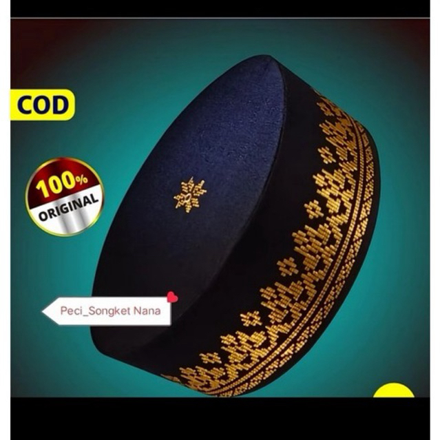 Peci kopiah songket pria muslim asli tenunan