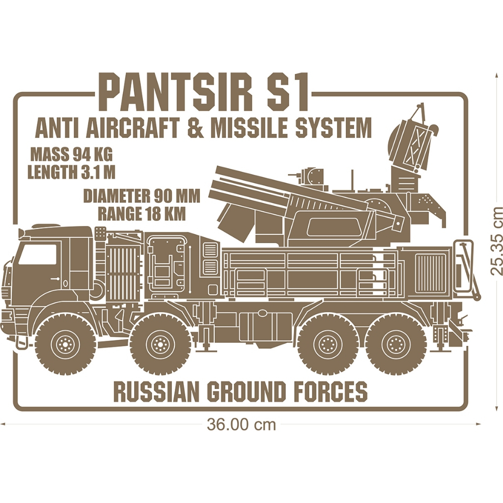 Pantsir S1Anti Aircraft And Surface To Air Missile System (Cutting Sticker/Sticker Decal)