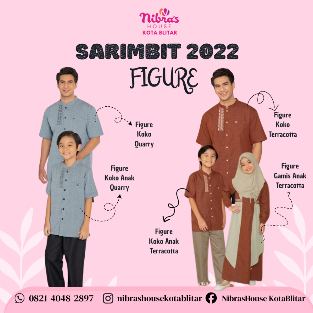 PROMO SPESIAL SALE SARIMBIT NIBRAS 2022 FIGURE Terracotta & Quarry Koko Dewasa Gamis Anak Koko Anak 