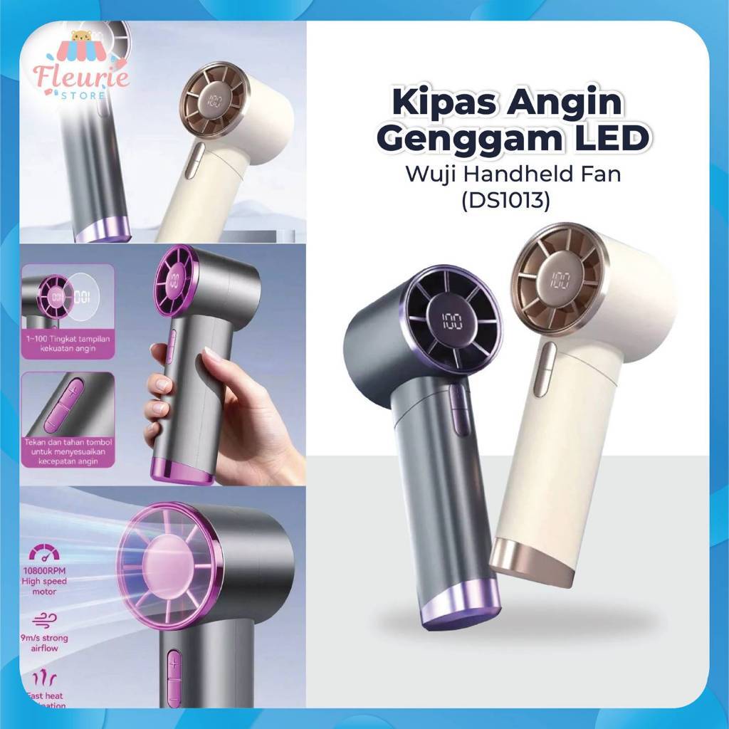 Kipas Angin Genggam LED Wuji Handheld Fan (DS1013) - Kipas Angin Portable Turbo Fan | Mini Fan Recha