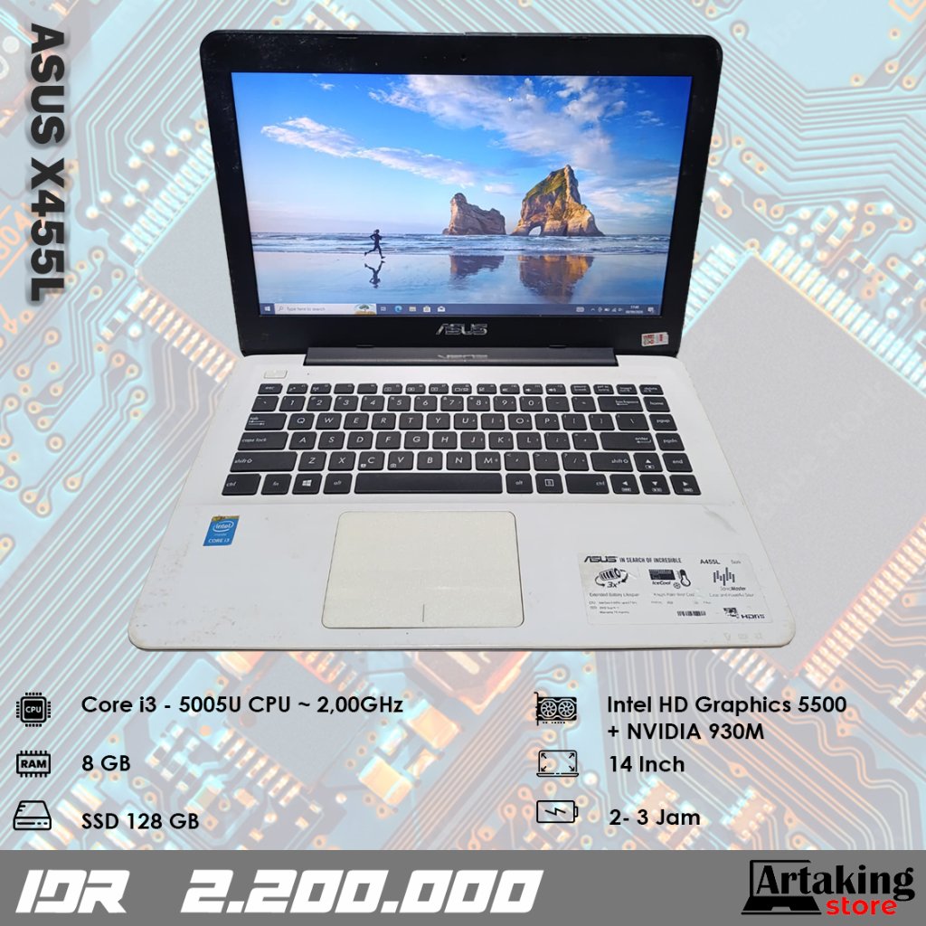 Asus X455L - Core i3 - Gen 5 th - Ram 8 GB - Sudah SSD