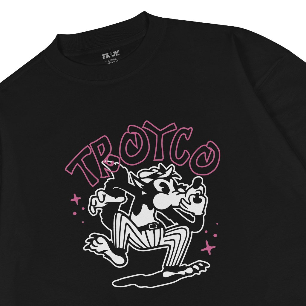Troy Company Boxy Oversized T-Shirt Black Wolf Whistle - Kaos Boxy Oversize Hitam MBD 3718