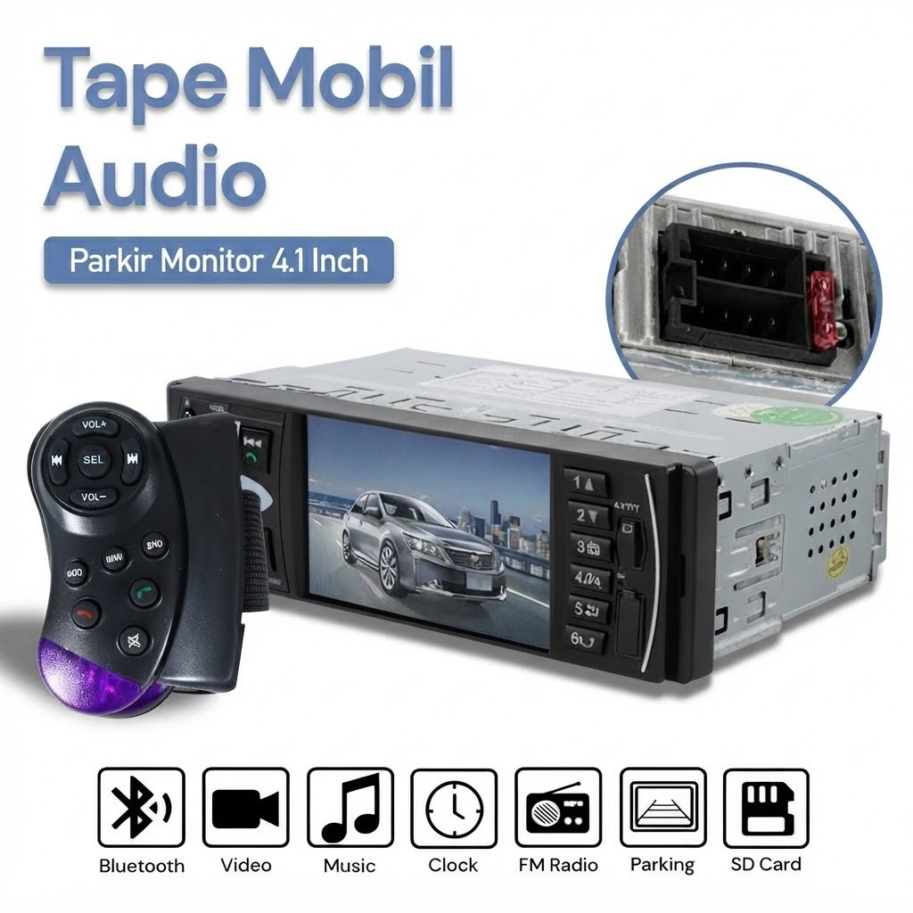 Tape Mobil Single Din Bluetooth MP5 Player Layar 4.1 Inch