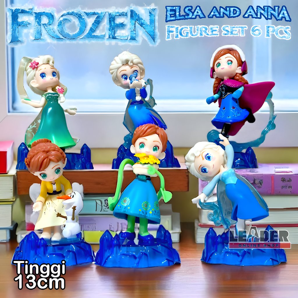Frozen Magic Series Figure Set 6pcs 13cm Elsa Anna Olaf Bruni Disney Princess Action Figure Mainan A