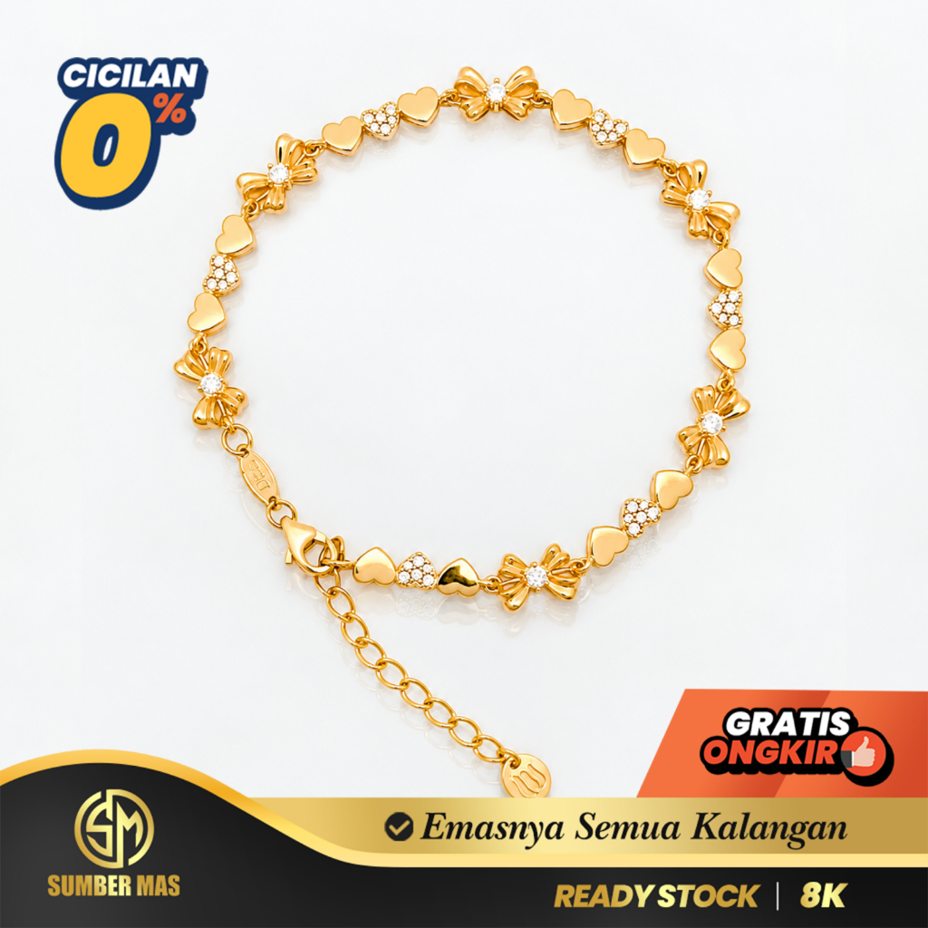 SUMBER MAS - Gelang Rante Emas (OL) Ribbon Love Fashion 8K