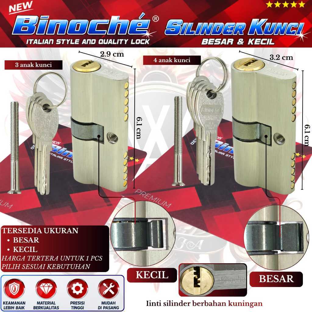 Silinder Kunci BINOCHE / Cylinder Kunci Pintu Ukuran Besar & Kecil