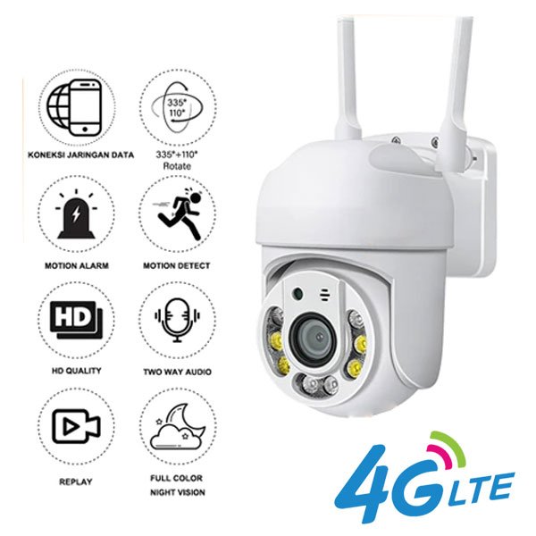 CCTV 4G LTE SIM Card 2 Ways Audio Pantau dari Jauh di Aplikasi HP Handphone Android Ios V380 Pro Out