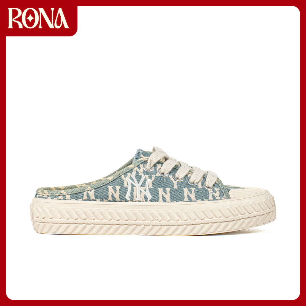 RONA Shoes - Sepatu Korea MLB Playball Mule Monogram Blue Sneakers Casual Outdoor Indoor Authentic