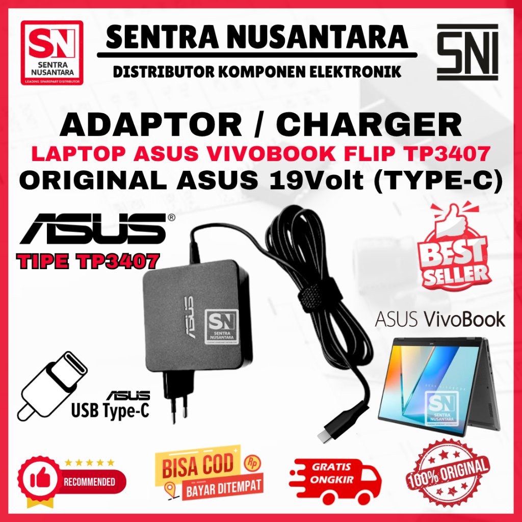 Adaptor Charger Laptop ASUS ZENBOOK FLIP TP3407 Series | Adaptor Laptop ASUS ZENBOOK FLIP TP3407 Ser
