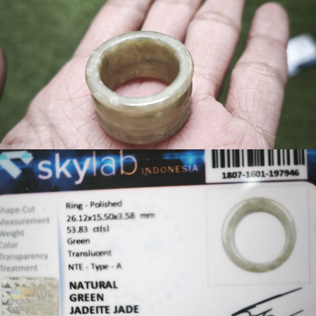 Cincin Giok Burma Asli Type A + Memo Skylab Jade Jadeite type a
