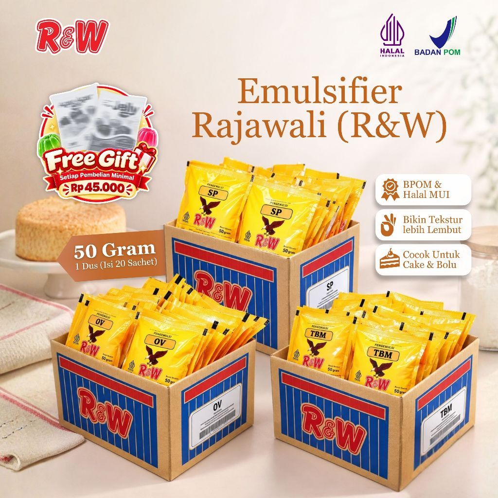 R&W Rajawali Emulsifier SP Ovalet TBM 50 Gram Isi 20 Sachet Pengemulsi Kue Cake Bolu Baking Halal BP