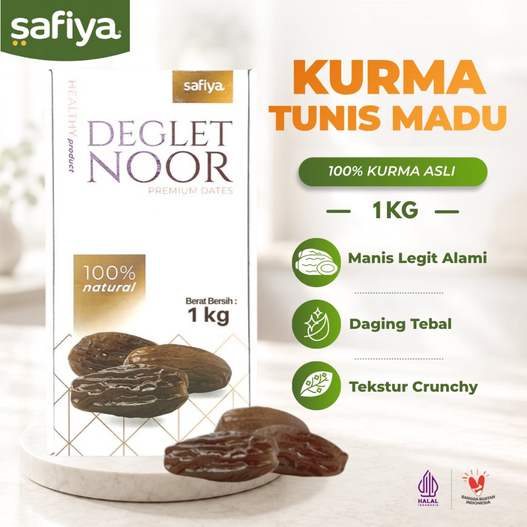 Safiya Kurma Tunisia Madu 1 Kg Deglet Noor Premium
