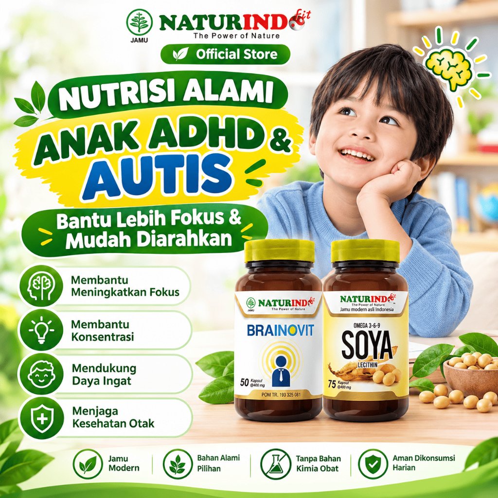 Obat Hiperaktif Anak ADHD Down Syndrom Speech Delay Autis Hyperaktif Herbal Brainovit
