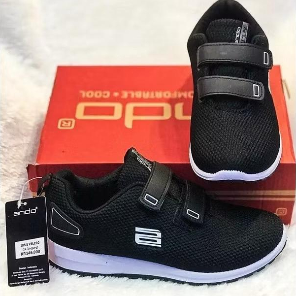 sepatu sekolah Ando Hitam putih josie perekat size 29-36 terbaru sepatu murah sepatu anak perempuan
