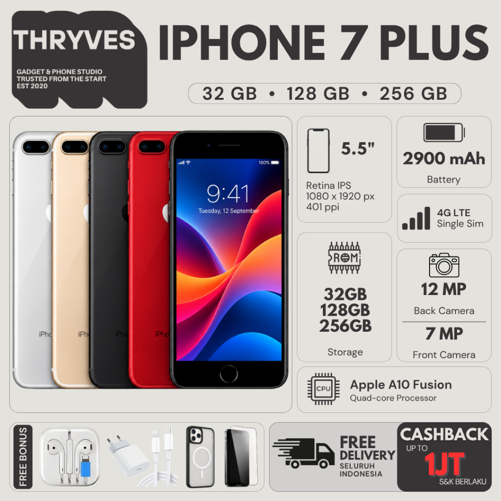 iPhone 7 Plus 256GB 128GB 32GB Original Garansi Resmi All Operator Indonesia