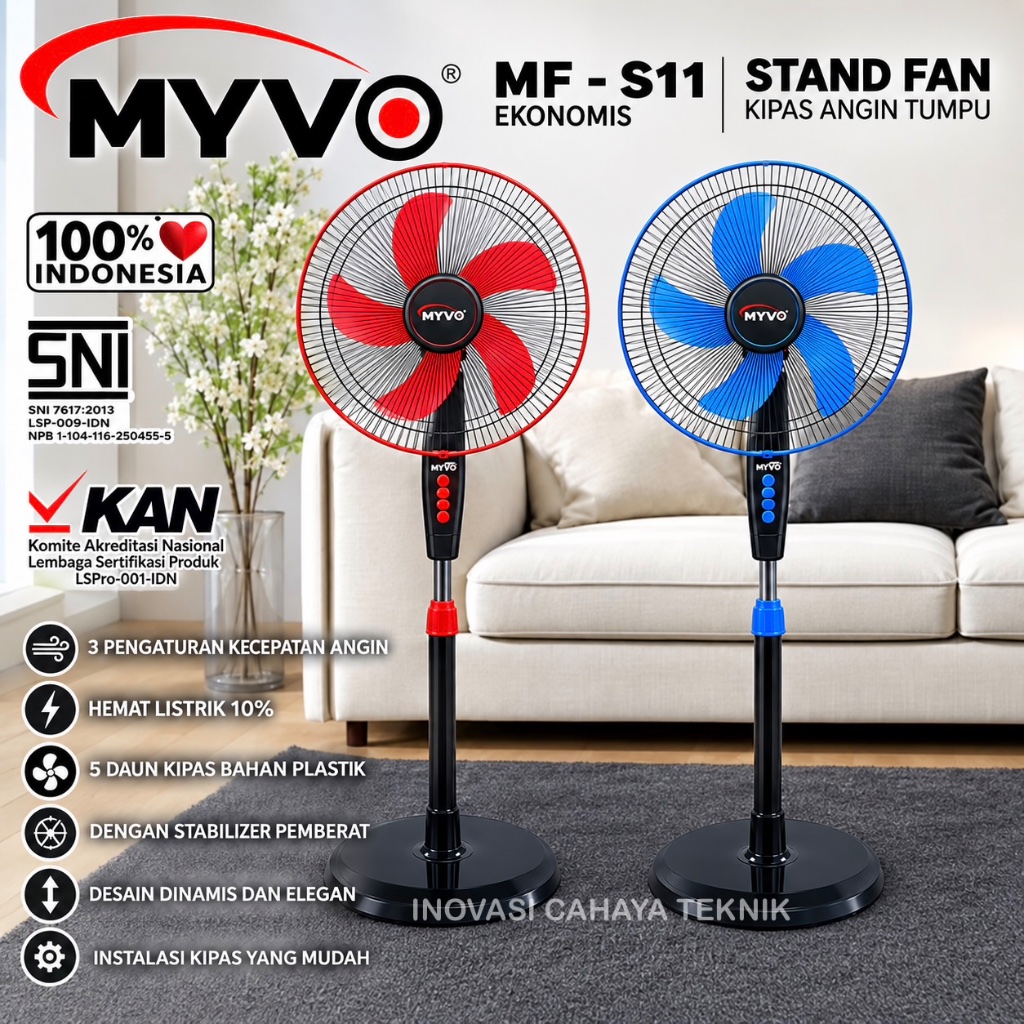 Kipas Angin MYVO, Stand Fan 16”, Desk Fan 14” / Kipas Angin 16” MYVO
