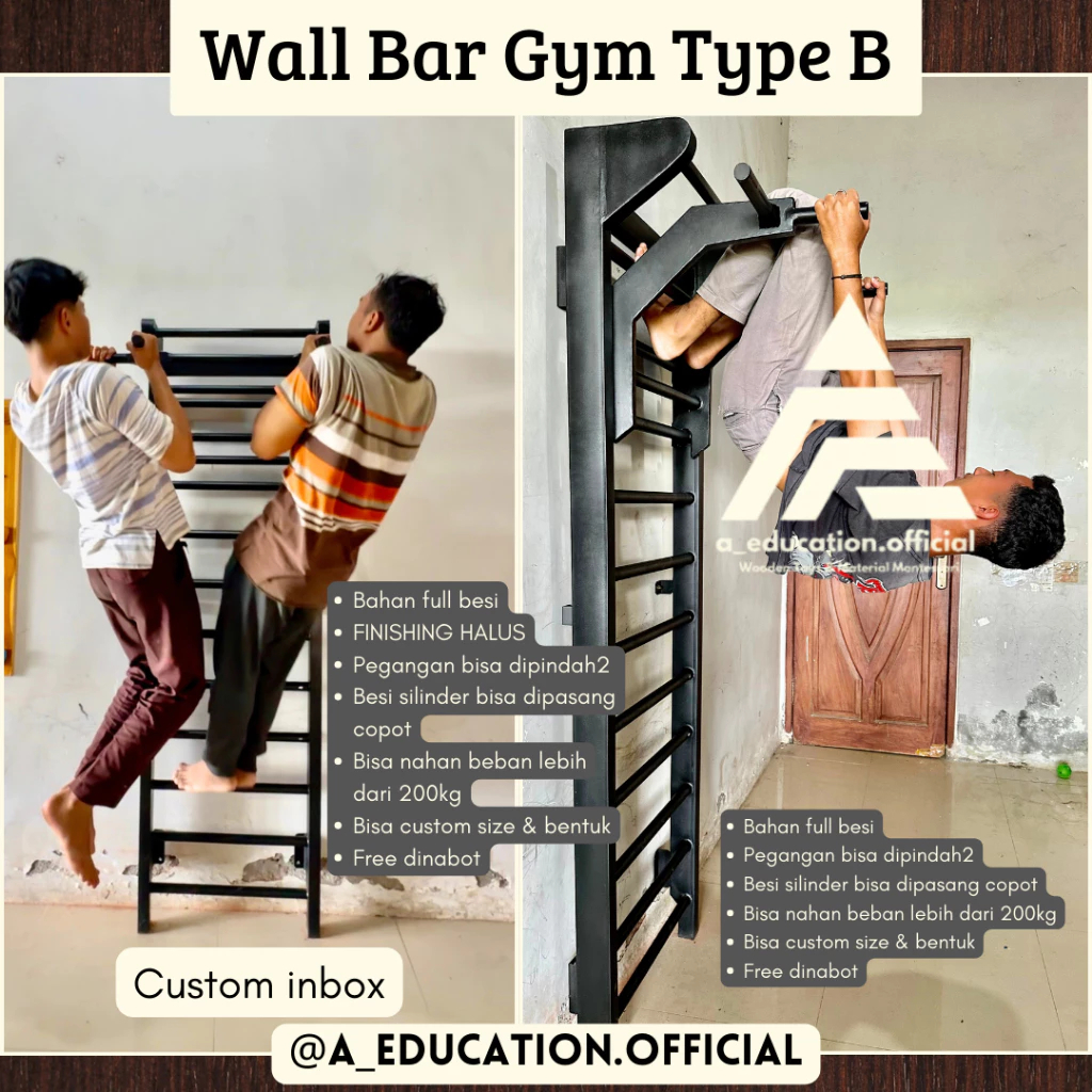 Wall Bar Gym Gym Tembok / dinding Besi Type B PULL up Bar olahraga gym anak dewasa playground brakia