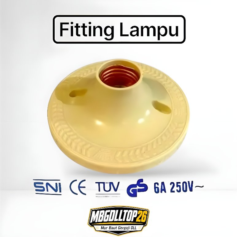 Fitting Lampu Plafon  SNI  fitingan fitting tempat dop Motif Cream / Fiting Plafon Bulat Cream