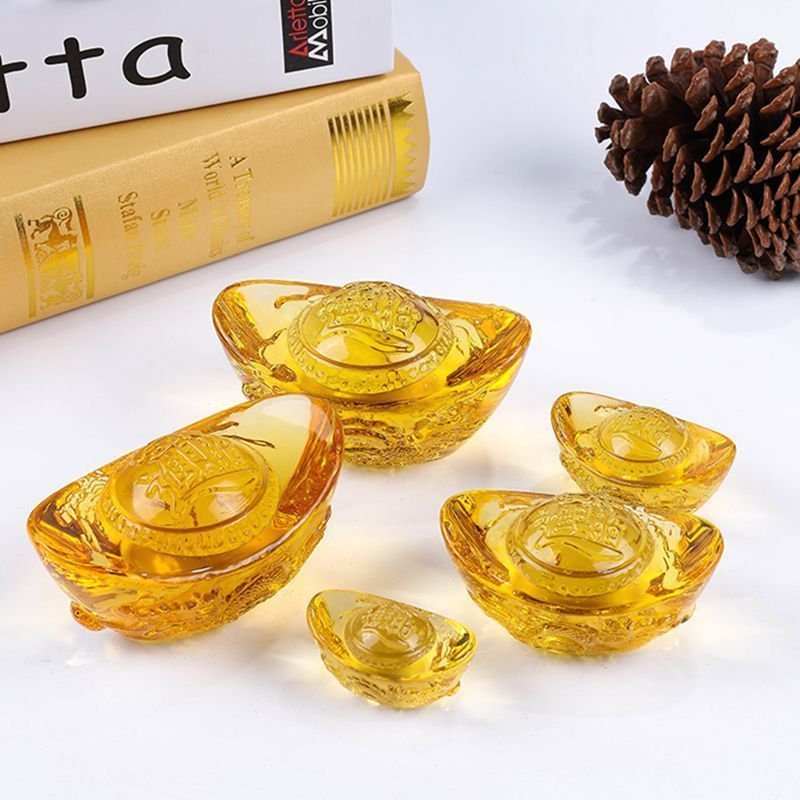 Yen Pao Kristal Yuan Bao Decorations Home Ornament Feng Shui Yen Bao Yellow Crystal Yuan Bao / Yuan 