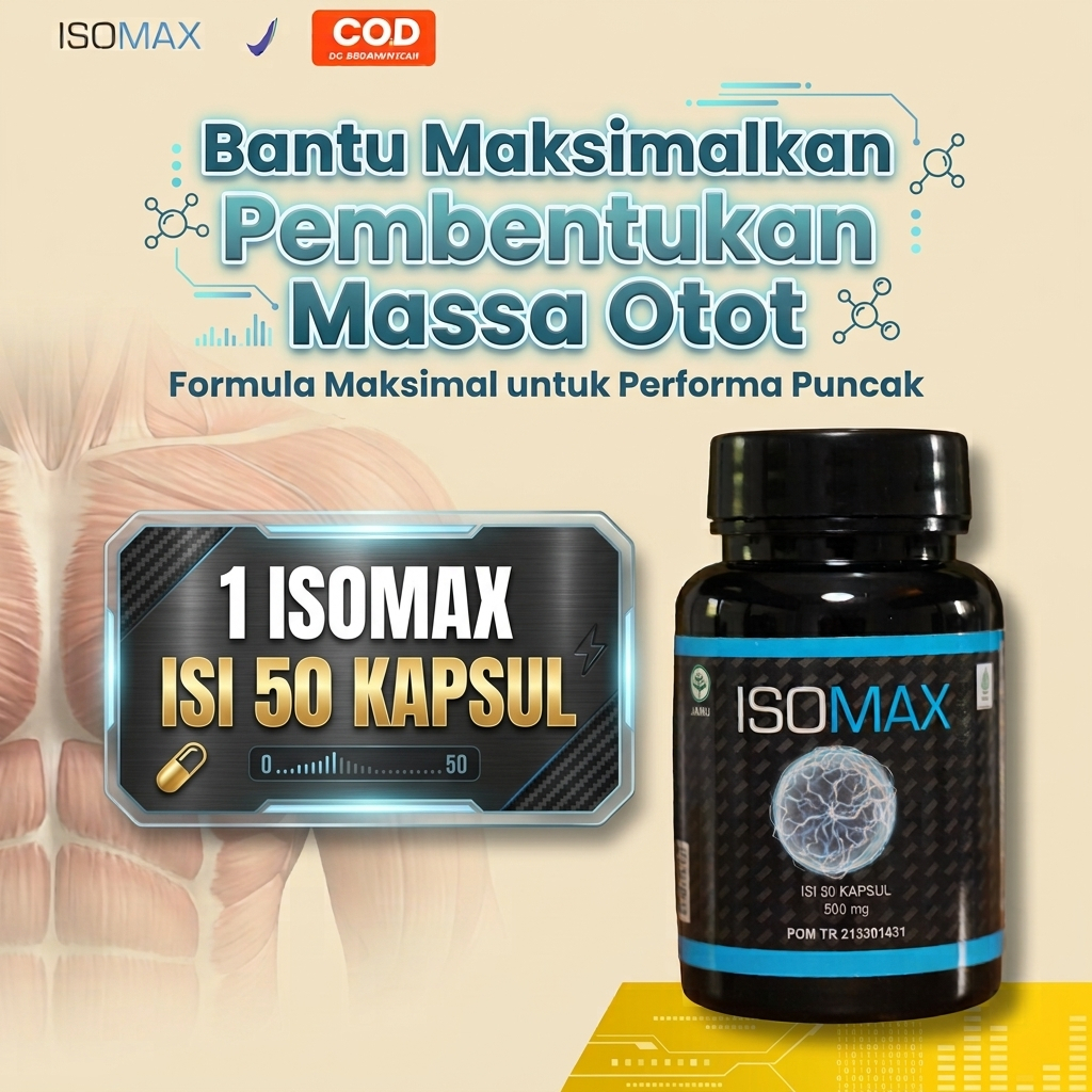 Isomax Kapsul Penambah dan Pembentuk Massa Otot Suplemen Gym | Kapsul Penambah Stamina Tubuh BPOM