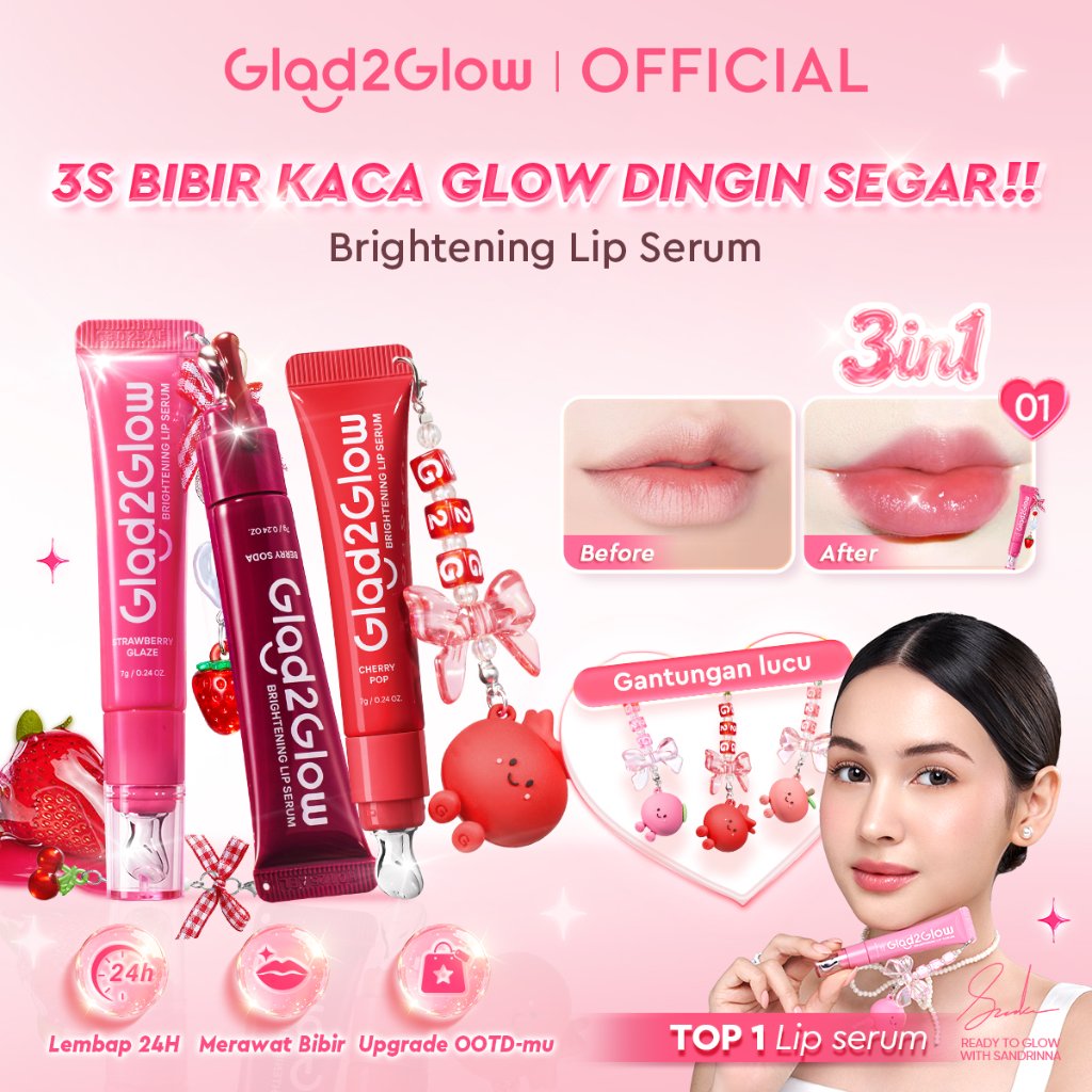 [BEST SELLER  ]Glad2Glow BRIGHTENING LIP SERUM ×GGBaby Special Edition  7g Ready Stock Mencerahkan, 