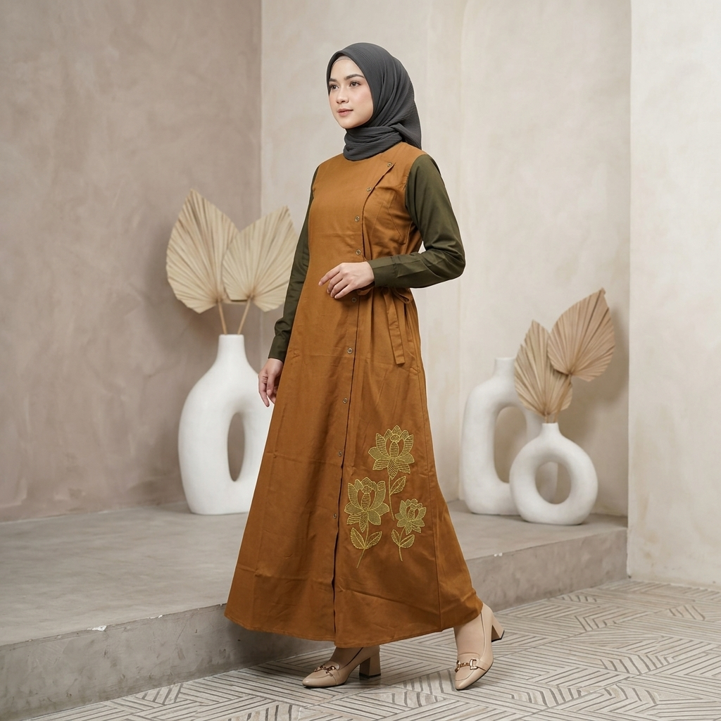 Gamis Amanda Fuji  Bordir Rayon Twill Premium