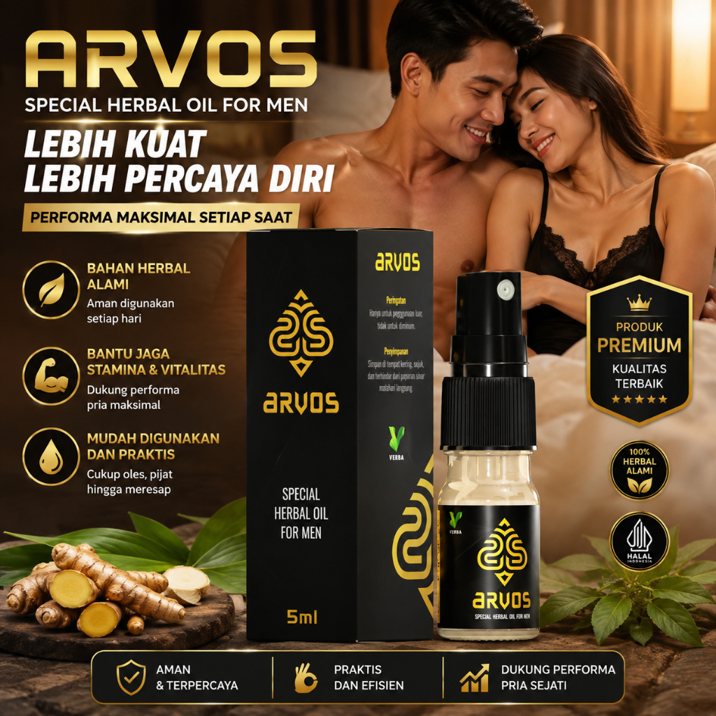 Arvos 5ml Spray Herbal Pria Tahan Lama, Aroma Segar Tanpa Bau Amis