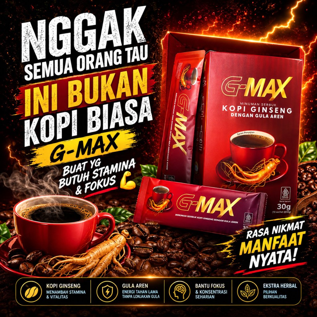 Kopi G-Max Instan Gingseng Cappuchino Pemelihara Stamina Original