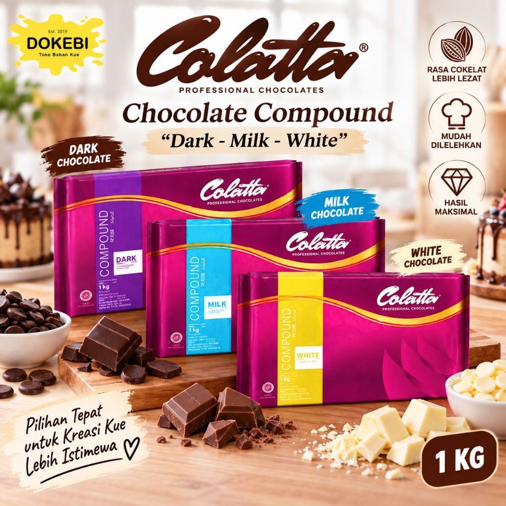 Colatta coklat batang 1kg / Coklat Batang / Colatta Dark Compound / Dark , White , Milk
