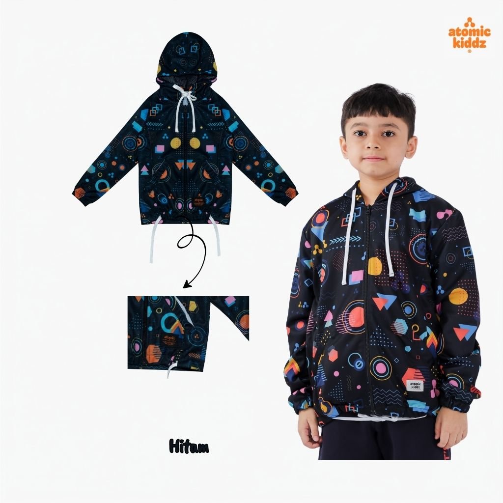 Atomic Kiddz Jaket Sublim Anak 1-11 Tahun - Empz Hitam
