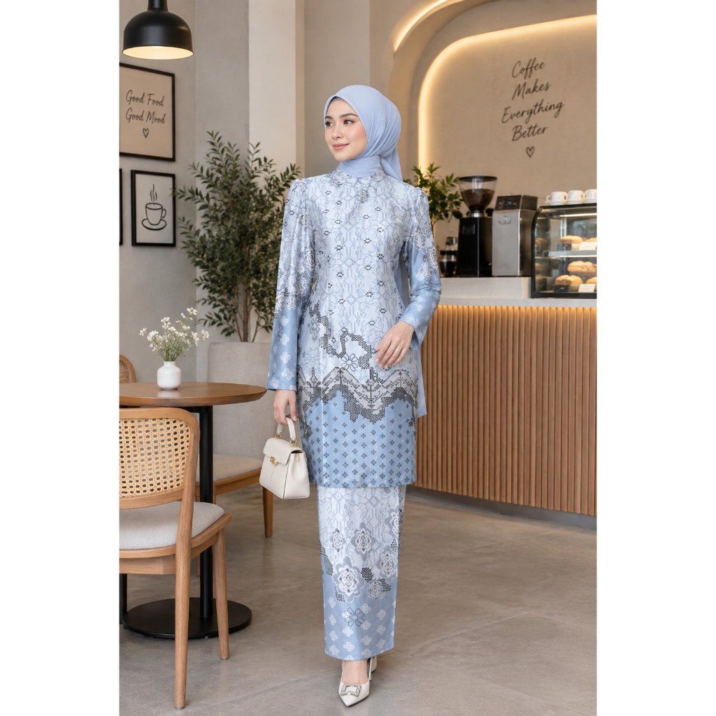 Batik Rais - Dyorra Setelan Kurung Melayu Dior Silk Motif Muslim Wanita Baju Lebaran Raya