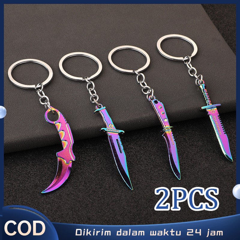 2Buah Gantungan Kunci Karambit Mini Gantungan Kunci Pisau Mini Aksesoris Gantungan Kunci Ganci Tas R