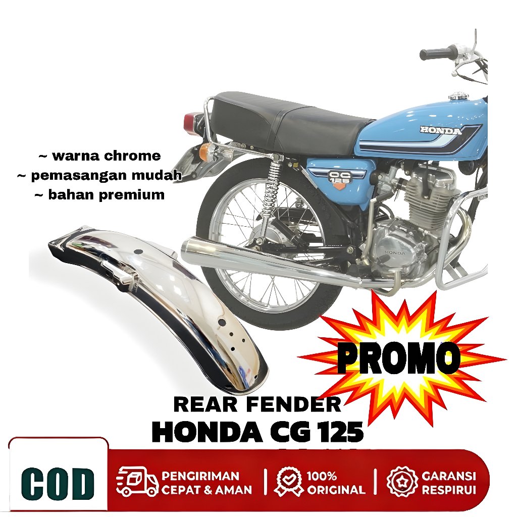 SPAKBOR BELAKANG/Rear Fender CG125 CG110 JX125 JX110 warna chrome premium