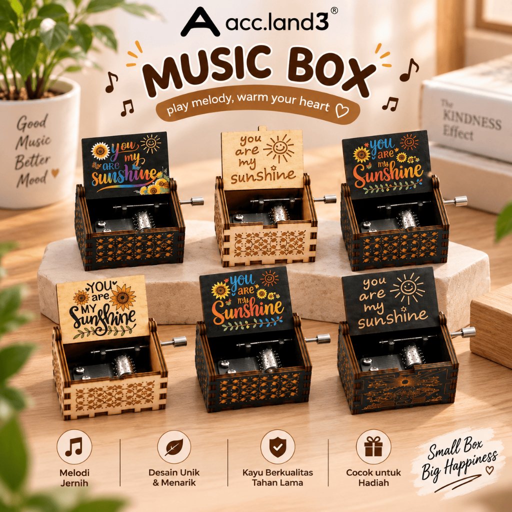 KOTAK MUSIK YOU ARE MY SUNSHINE Hadiah Romantis Kotak Musik Kayu Antik Ukiran Engkol Tangan