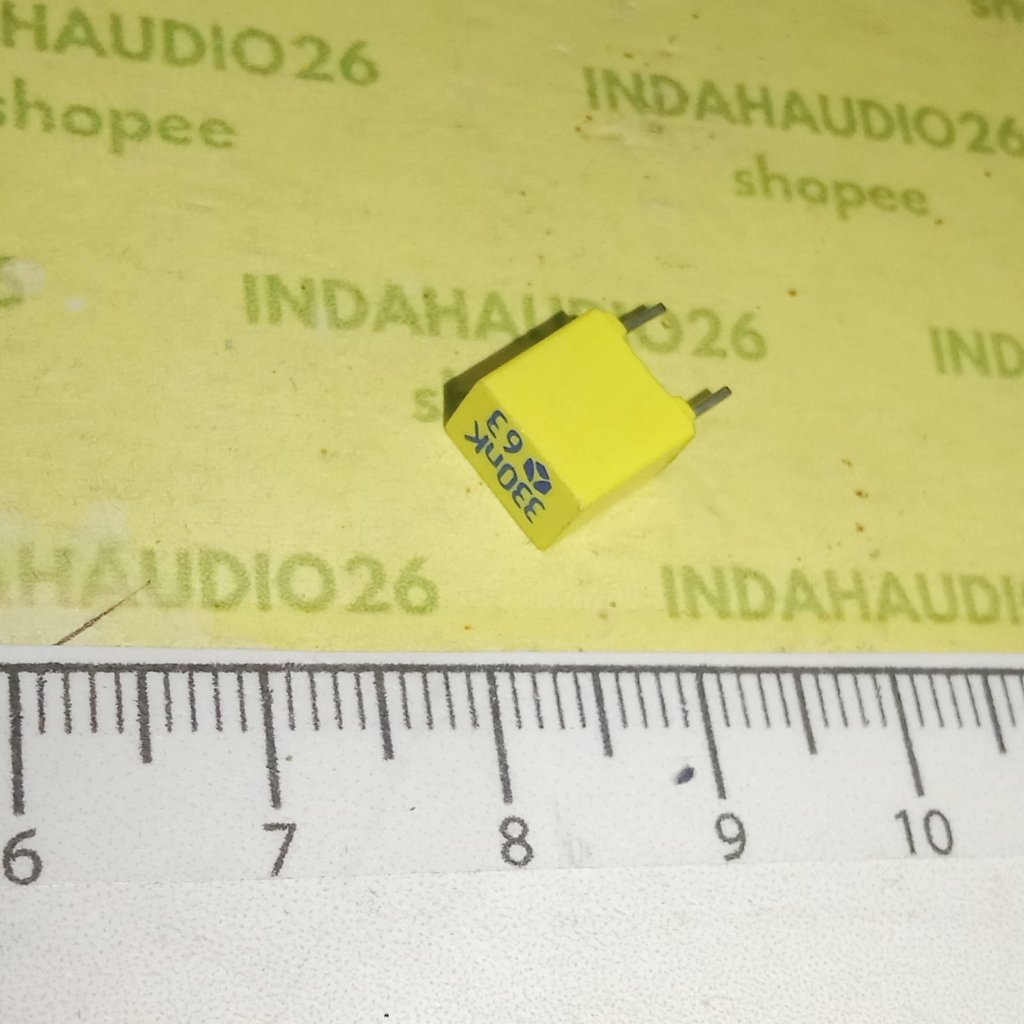 THOMSON 330nk 63 MKM 5mm 334 63v KAKI TEMBAGA 330nf 330n kuning kapasitor 330 n f capacitor mkm mkt 