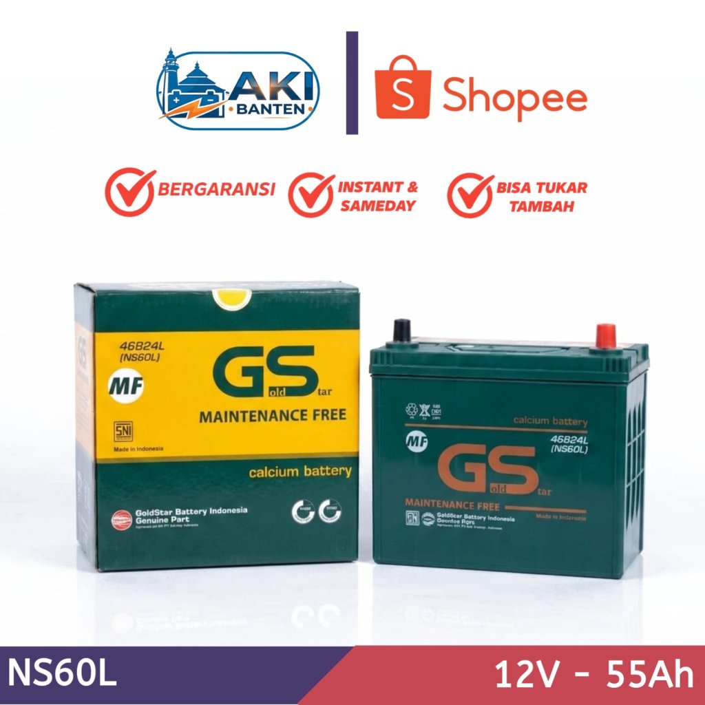 Aki GS Gold Star MF NS60L - Aki Kering Mobil Livina, Ertiga, Baleno, Swift