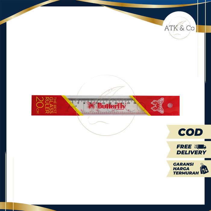 Penggaris Plastik 20cm Butterfly - Transparant Plastic Ruler Butterfly 20 cm