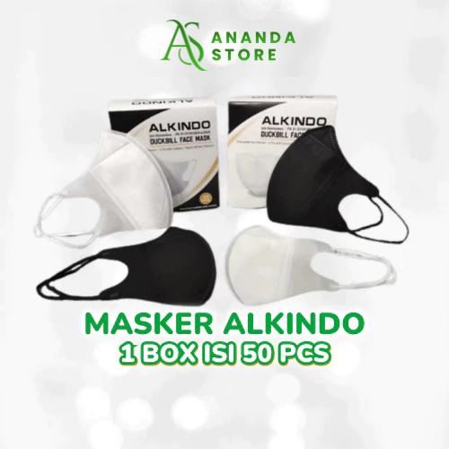 Masker Duckbil / Duckbill Garis Alkindo 1 Box Isi 50 Pcs
